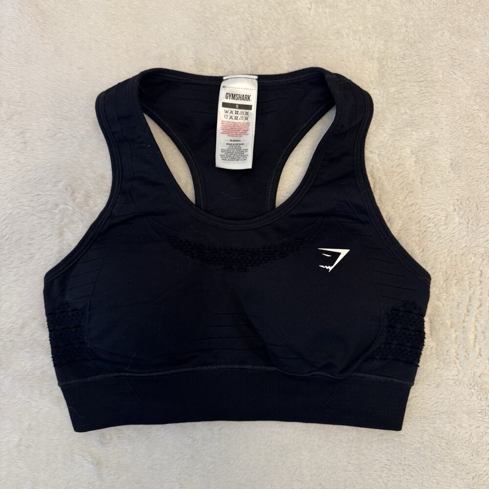 Gymshark Energy Seamless Racerback Sports Bra Medium Support Black S